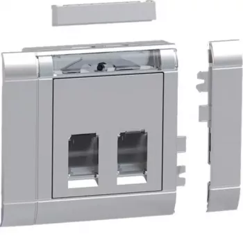 Hager GSETDM032LAN Datenanschluss-Installationsset, 2x RJ45, Cat.6A, geschirmt, Aluminium-Frontplatte, Typ 03