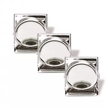 Magnetoplan Magnetclip 35 mm Silber 3er-Pack Hält bis zu 26 A4-Blätter (16670)
