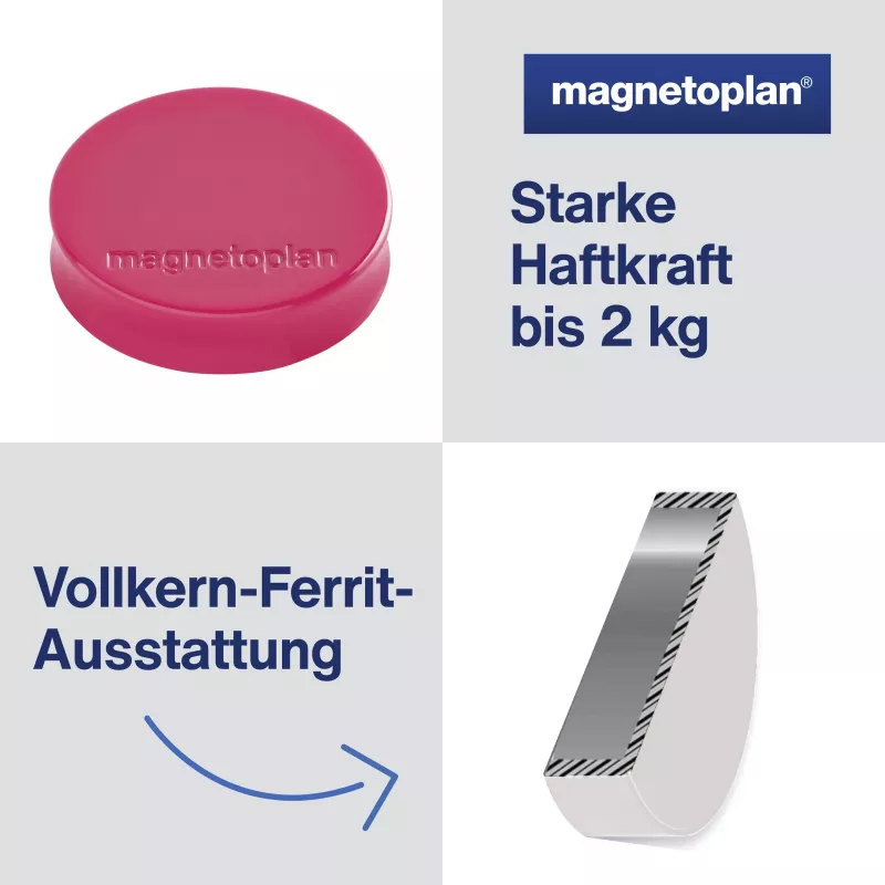 MAGNETOPLAN HOLTZ Magnet Ergo Medium 1664018 30mm Pink 10 Stück