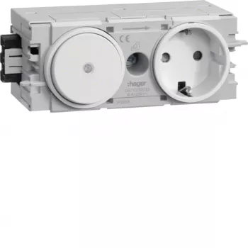 HAGER GS11009016 Schuko-Steckdose mit Wechselschalter, Verkehrsweiß