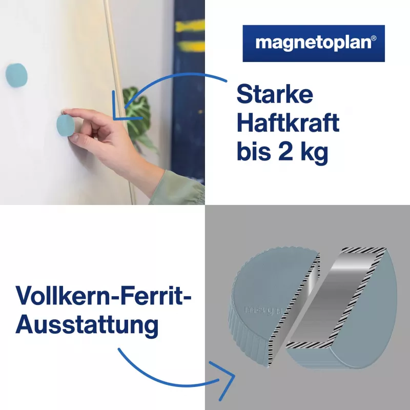 MAGNETOPLAN HOLTZ Discofix runder Magnet Magnum, Blau, Vollkern-Ferrit, 2,0 kg Haftkraft (1660003)