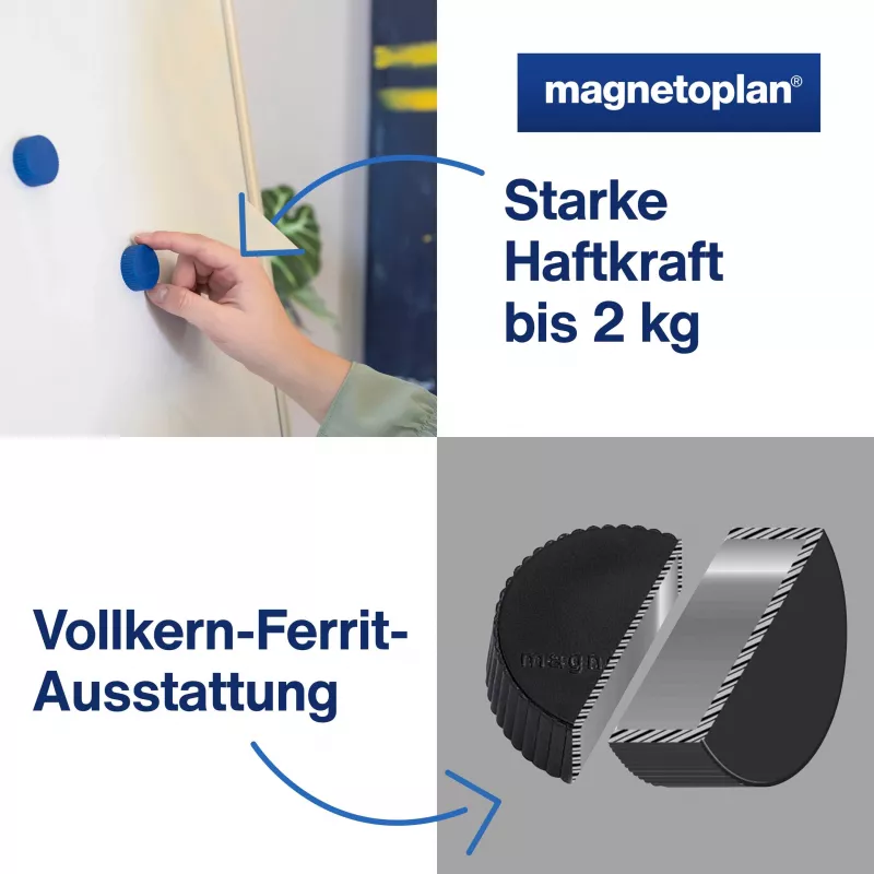 Magnetoplan Discofix Magnum gemischte Whiteboard-Magnete, 34 mm, 10 Stück 1660010