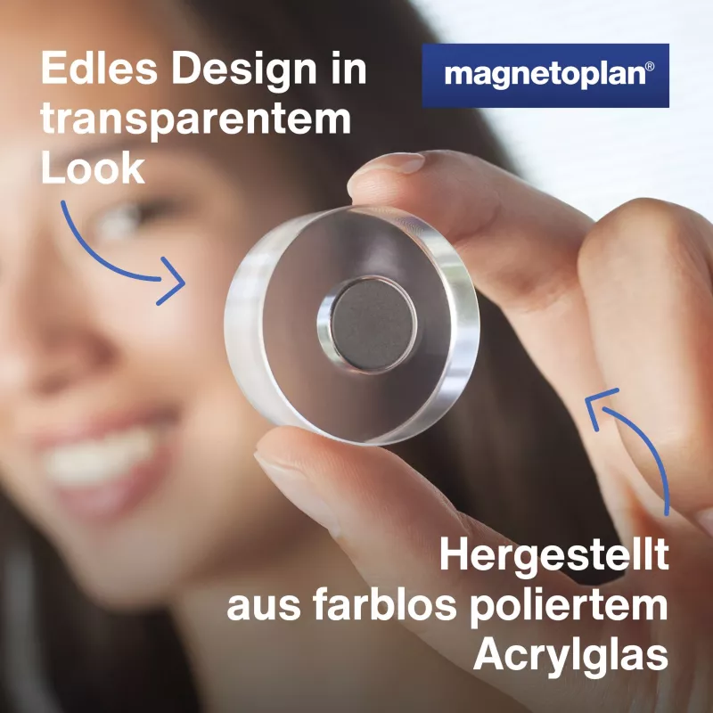MAGNETOPLAN HOLTZ magnetoplan Design Magnete, 25 mm, 6er-Pack Neodym-Magnete mit transparentem Acrylgriff, poliert (1680025)