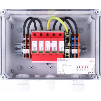 DEHN DCU 2 YPV 1100 2M 1S Typ 2 Überspannungsschutzgerät für Photovoltaikanlagen, 2 MPPT, 1 String pro MPPT, 1100 V DC, IP65-Gehäuse 900921