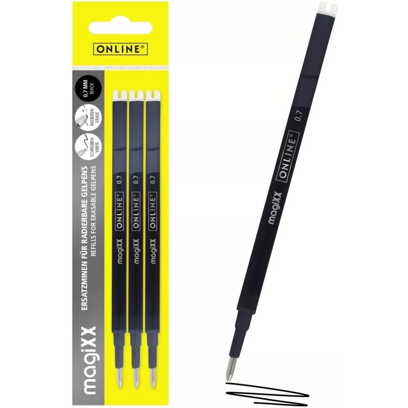 ONLINE magiXX Gelschreiber-Mine Schwarz 0,7 mm, 3er-Pack 40161/3