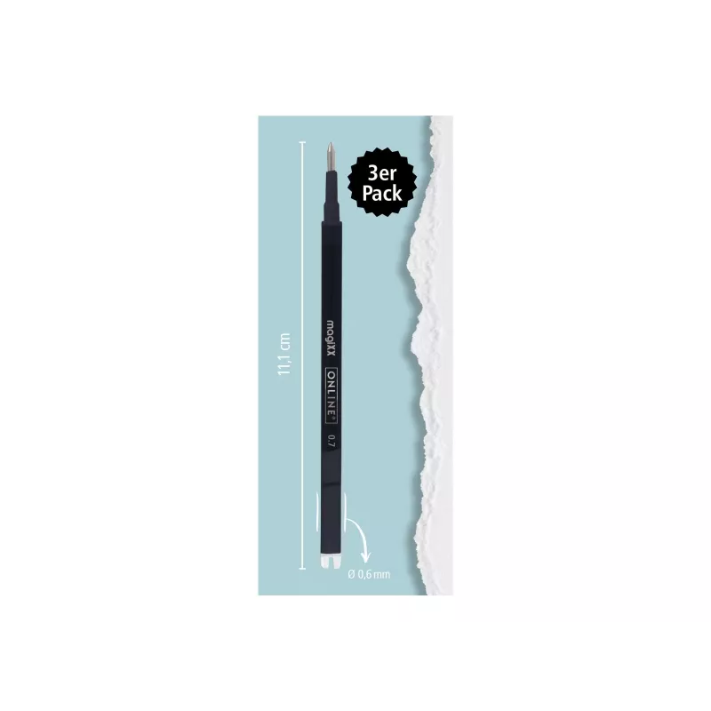 ONLINE magiXX Gelschreiber-Mine Schwarz 0,7 mm, 3er-Pack 40161/3