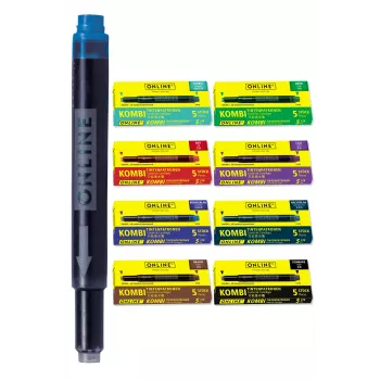 ONLINE Universelle Füllfederhalter-Tintenpatronen, 6 verschiedene Farben (Königsblau, Schwarz, Braun, Nachtblau, Violett, Rot), Standard International Kurz 70057
