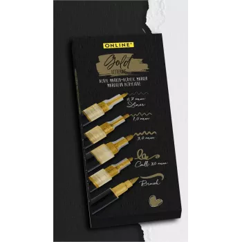 ONLINE SCHREIBGERÄTE Gold Lettering Acrylmarker-Set Gold 5 Stück (18517)
