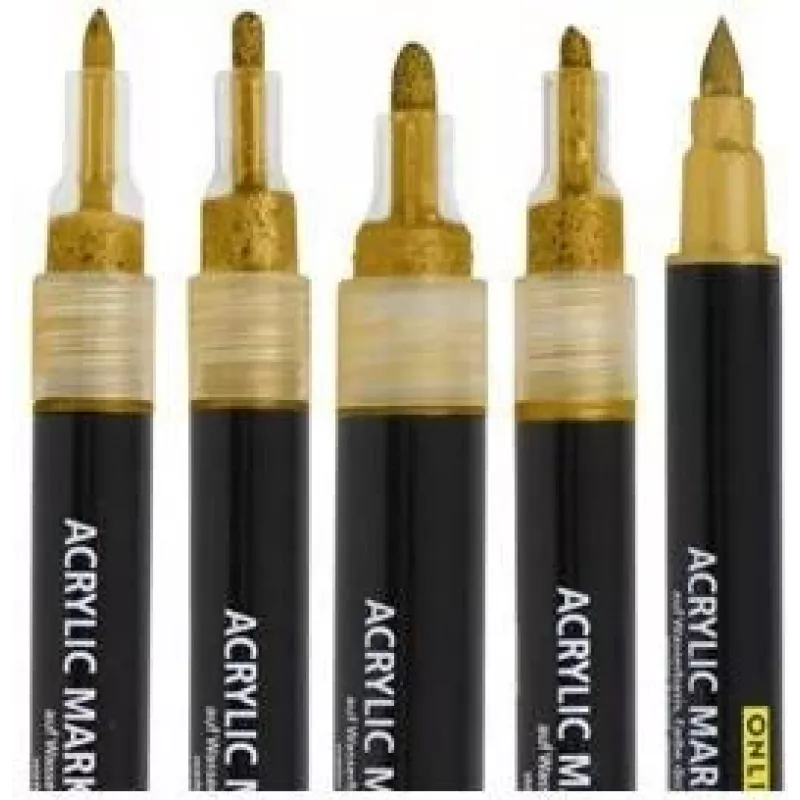 ONLINE SCHREIBGERÄTE Gold Lettering Acrylmarker-Set Gold 5 Stück (18517)