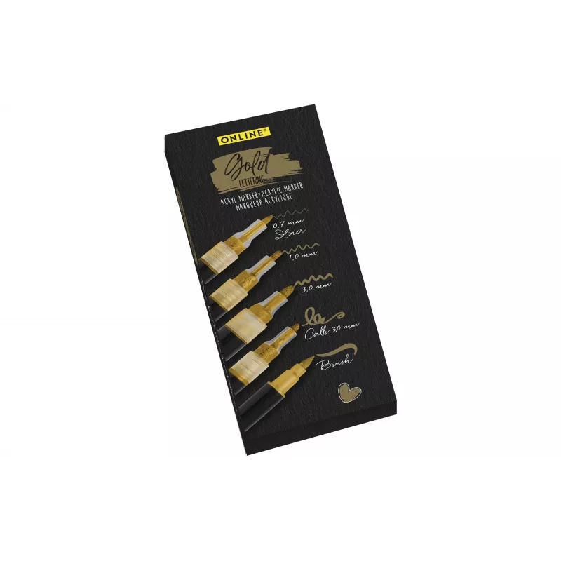 ONLINE SCHREIBGERÄTE Gold Lettering Acrylmarker-Set Gold 5 Stück (18517)