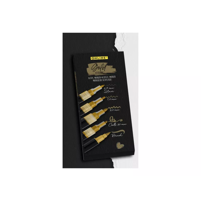 ONLINE SCHREIBGERÄTE Gold Lettering Acrylmarker-Set Gold 5 Stück (18517)