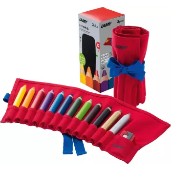 LAMY 3plus Buntstift-Set mit Spitzer (12 Stifte, verschiedene Farben) 1226066