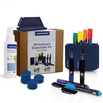 MAGNETOPLAN HOLTZ Whiteboard Essentials Kit Blau - Radierer & Magnetische Ablage (1230914)