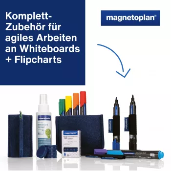 MAGNETOPLAN HOLTZ Whiteboard Essentials Kit Blau - Radierer & Magnetische Ablage (1230914)
