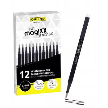 ONLINE magiXX Gelstift-Nachfüllung Schwarz 0,7 mm 12 Stück (40168)