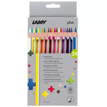 LAMY plus Dreieckige Buntstifte, 24-teiliges Set im Kartonetui, Ergonomische Dreiecksform, Matte Oberfläche, Bruchfeste Mine 1222008