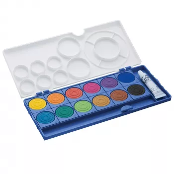 LAMY aquaplus Deckfarbkasten, 12 brillante Farben, blaues Etui 1222610