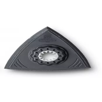 FEIN 63806141220 Dreieck-Schleifpad für oszillierende Multitools, 80 mm, Klettverschluss, ungelocht, Schwarz