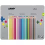LAMY Dreikant plus Buntstifte, 24 verschiedene Farben, ergonomische Dreikantform, matte Oberfläche, Metalldose 1222010