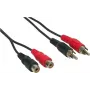 Good Connections 2x RCA Stecker auf 2x RCA Buchse Stereo-Audio-Verlängerungskabel, 1,5 m, Schwarz AS-2CV2