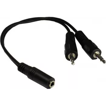 GoodConnections AD-35B2S Audio-Y-Adapter 3,5 mm Stereo-Buchse auf 2x RCA Mono-Stecker, 20 cm, vernickelt, Schwarz