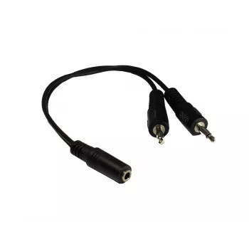 GoodConnections AD-35B2S Audio-Y-Adapter 3,5 mm Stereo-Buchse auf 2x RCA Mono-Stecker, 20 cm, vernickelt, Schwarz