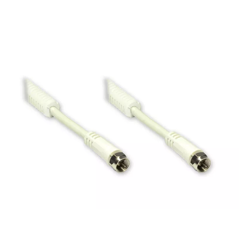GoodConnections F-Type auf F-Type Koaxialkabel mit Ferritkern, 100% geschirmt, 2,5 m, Weiß (S-FP25W)