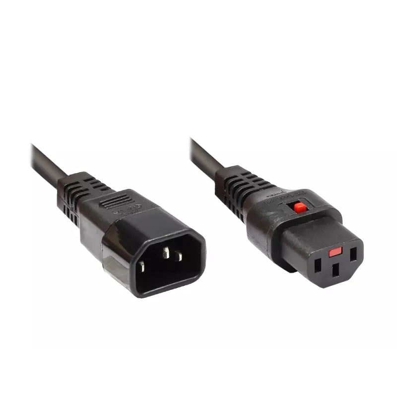 Good Connections Alcasa 1600-IEC10 Netzkabel C14 auf C13, Stecker/Buchse, gerade, 1 m, schwarz