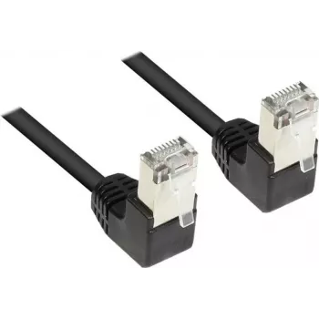 Good Connections Cat 5e F/UTP Patchkabel, 3m, Schwarz, 90° nach unten gewinkelte RJ45-Stecker 805S-030WI