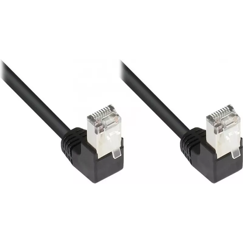 Good Connections Cat 5e F/UTP Patchkabel, 3m, Schwarz, 90° nach unten gewinkelte RJ45-Stecker 805S-030WI