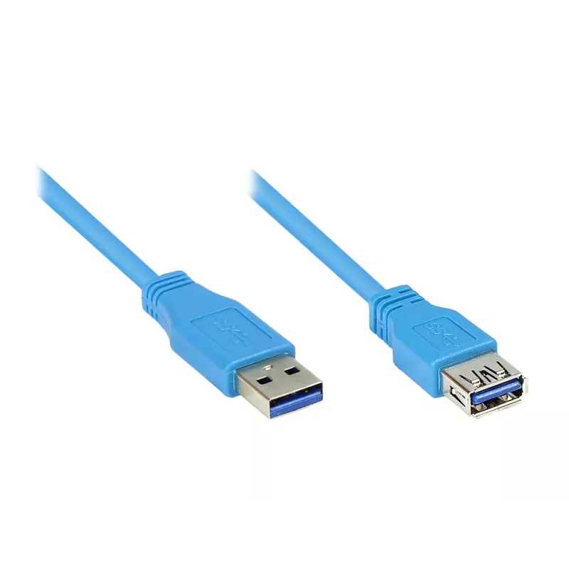 GoodConnections USB 3.0 Verlängerungskabel A Stecker auf A Buchse, Blau, 1 m (2711-B01)