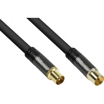 GoodConnections SmartFLEX Antennenkabel, IEC Koaxial Stecker auf Buchse, vergoldet, vierfach geschirmt, 120 dB, Schwarz, 7,5 m (GC-M2056)