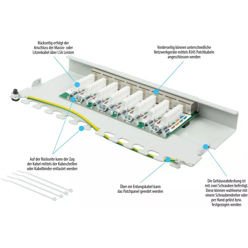 GoodConnections Alcasa GC-N0111 Cat6 geschirmtes RJ45 Keystone-Modul - Grau