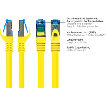 Good Connections RNS® Cat. 6A S/FTP Patchkabel mit Snagless Boot, halogenfrei, gelb, 20 m 8060-H200Y