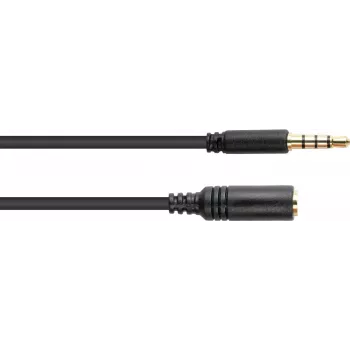 GoodConnections 3,5mm 4-poliges TRRS-Verlängerungskabel, Stecker auf Buchse, 2m, Schwarz AS-35V4B2