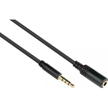GoodConnections 3,5mm TRRS Audio-Verlängerungskabel, Stecker auf Buchse, 5m, Schwarz AS-35V4B5