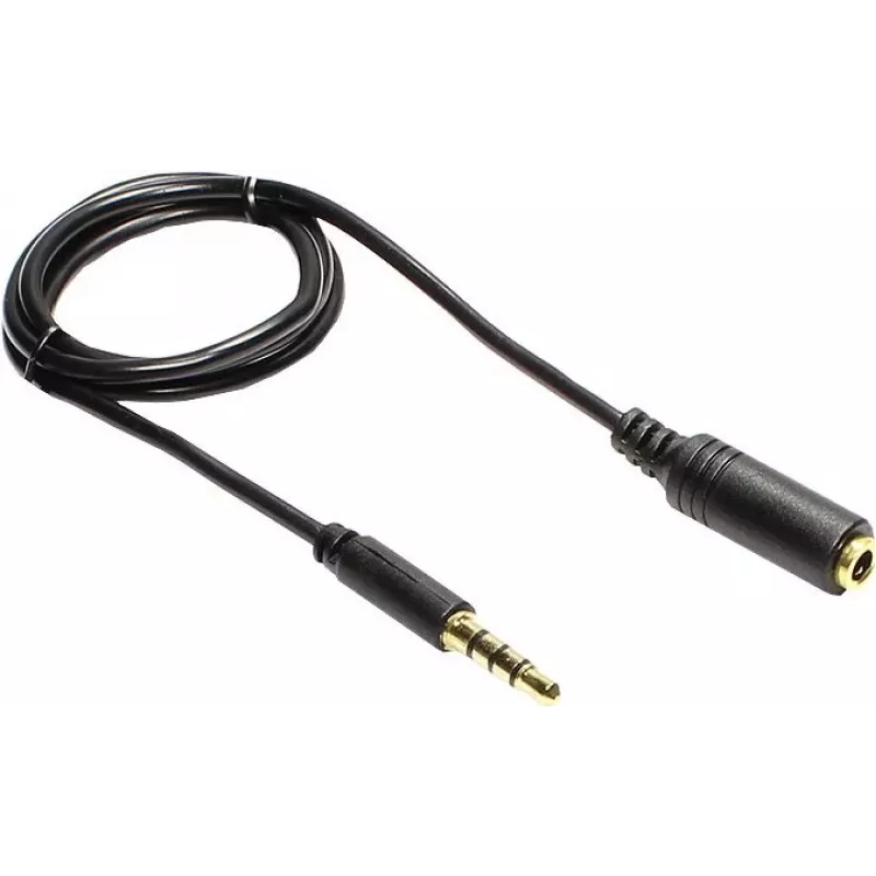GoodConnections 3,5mm TRRS Audio-Verlängerungskabel, Stecker auf Buchse, 5m, Schwarz AS-35V4B5