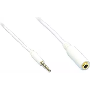 GoodConnections 3,5mm 4-poliges TRRS Audio-Verlängerungskabel, Stecker auf Buchse, Weiß, 5m AS-35V4W5