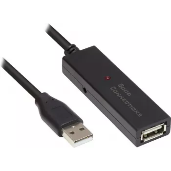 Good Connections Aktives USB 2.0 Verlängerungskabel, Typ-A Stecker auf Typ-A Buchse, Kupfer, Schwarz, 15m (GC-M0133)