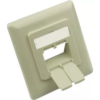GoodConnections Zentralplatte 50x50mm mit Abdeckrahmen 80x80mm für Netzwerkdosen, Perlweiß RAL1013 (GC-N0154)