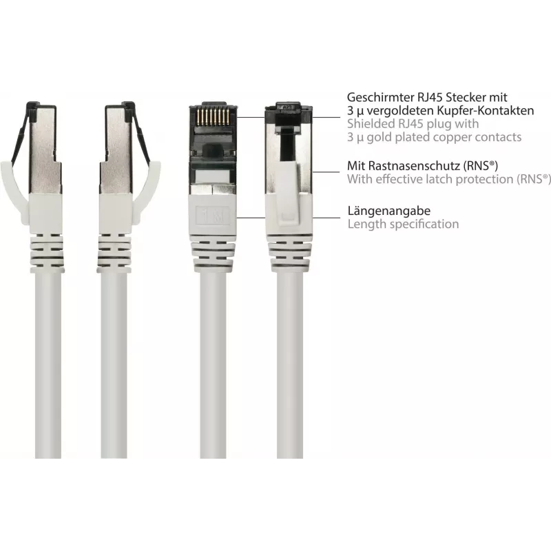 GoodConnections Alcasa 8080L-200 Cat8.1 S/FTP Netzwerkkabel, 20 m, Grau, RJ45, 40 Gbit/s, 2000 MHz
