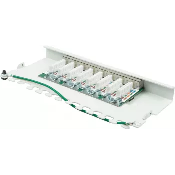 GoodConnections GC-N0113 Desktop Cat.6 8-Port STP Patch Panel, 0,5U, werkzeuglos, Reinweiß RAL9010