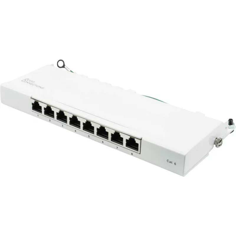 GoodConnections GC-N0113 Desktop Cat.6 8-Port STP Patch Panel, 0,5U, werkzeuglos, Reinweiß RAL9010