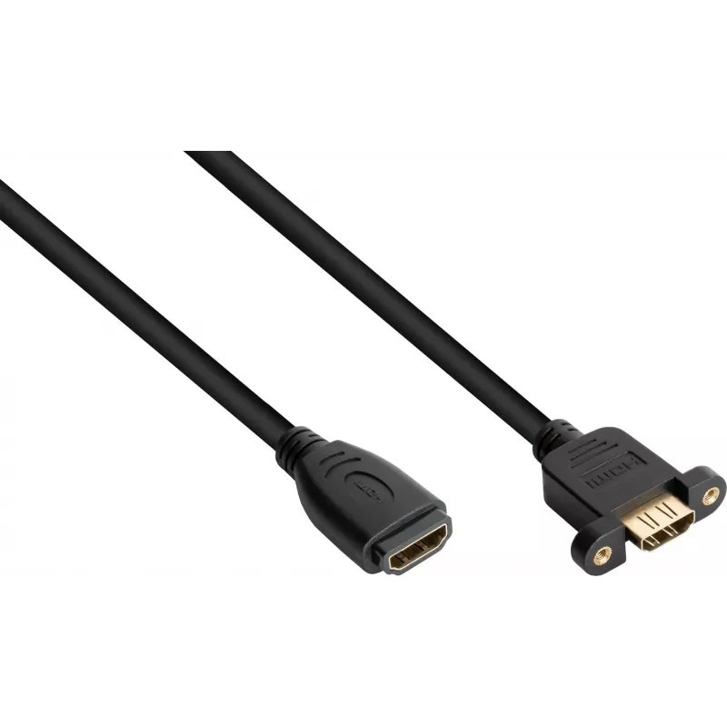 Good Connections HDMI-Installationskabel, HDMI Typ A Buchse auf Panel-Mount-Buchse, 0,3 m, Schwarz HDMI-AD23