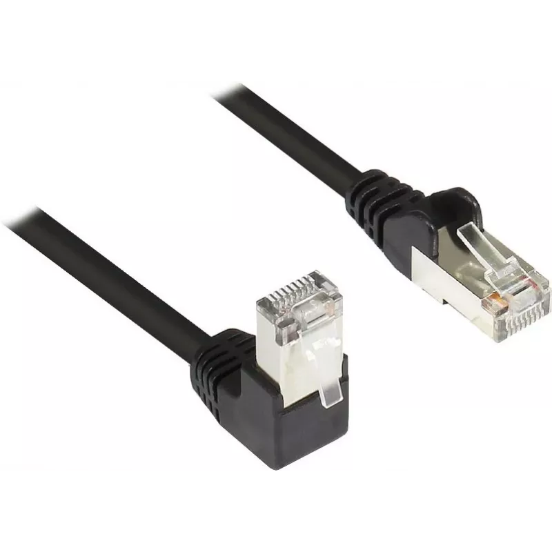 GoodConnections Cat. 5e F/UTP Patchkabel, 2m, Schwarz, 90° auf gerade RJ45 805S-020EWI