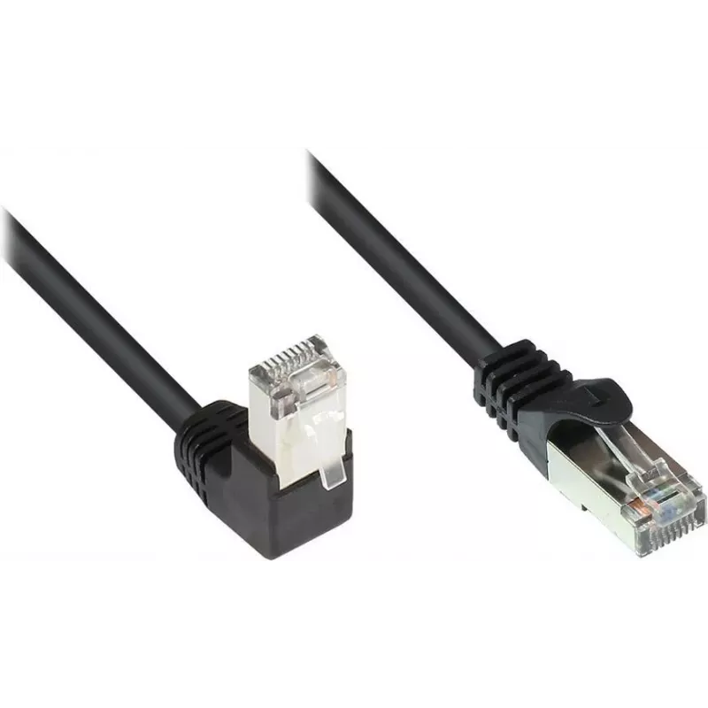 GoodConnections Cat. 5e F/UTP Patchkabel, 2m, Schwarz, 90° auf gerade RJ45 805S-020EWI