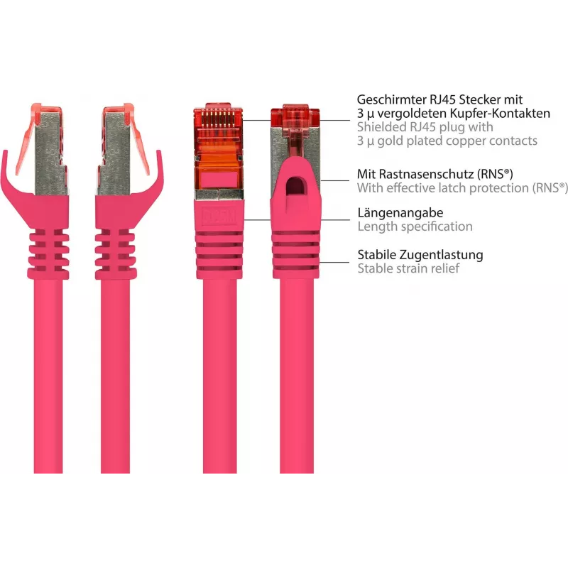 GoodConnections Alcasa 40m Cat6 S/FTP Netzwerk-Patchkabel RJ-45 Stecker zu Stecker Magenta 8060-400M