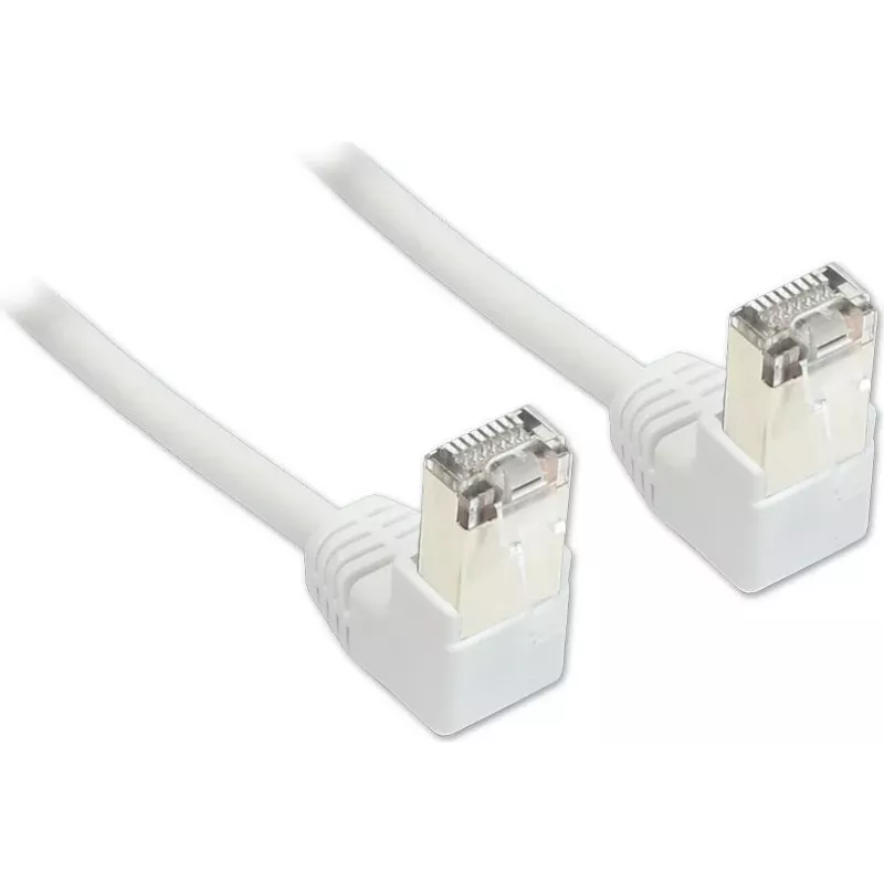 GoodConnections Cat. 5e F/UTP Patchkabel, 2m, Beide Enden 90° nach unten gewinkelt, Weiß 805W-020WI