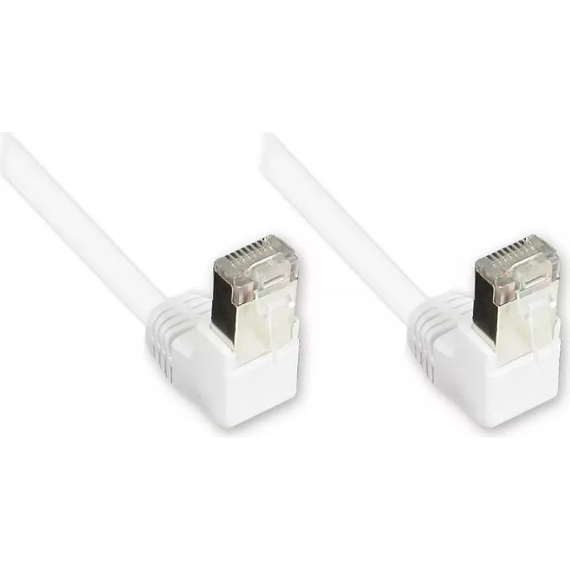 GoodConnections Cat. 5e F/UTP Patchkabel, 2m, Beide Enden 90° nach unten gewinkelt, Weiß 805W-020WI