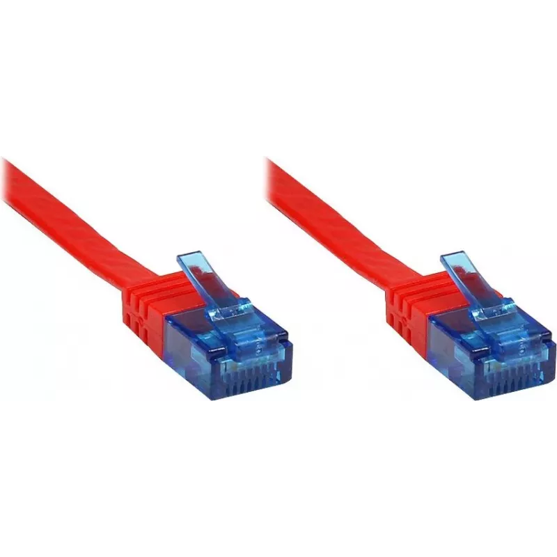 Good Connections Cat.6a U/UTP Flach-Patchkabel, RJ45, 500 MHz, Rot, 3 m 8060-HF030R